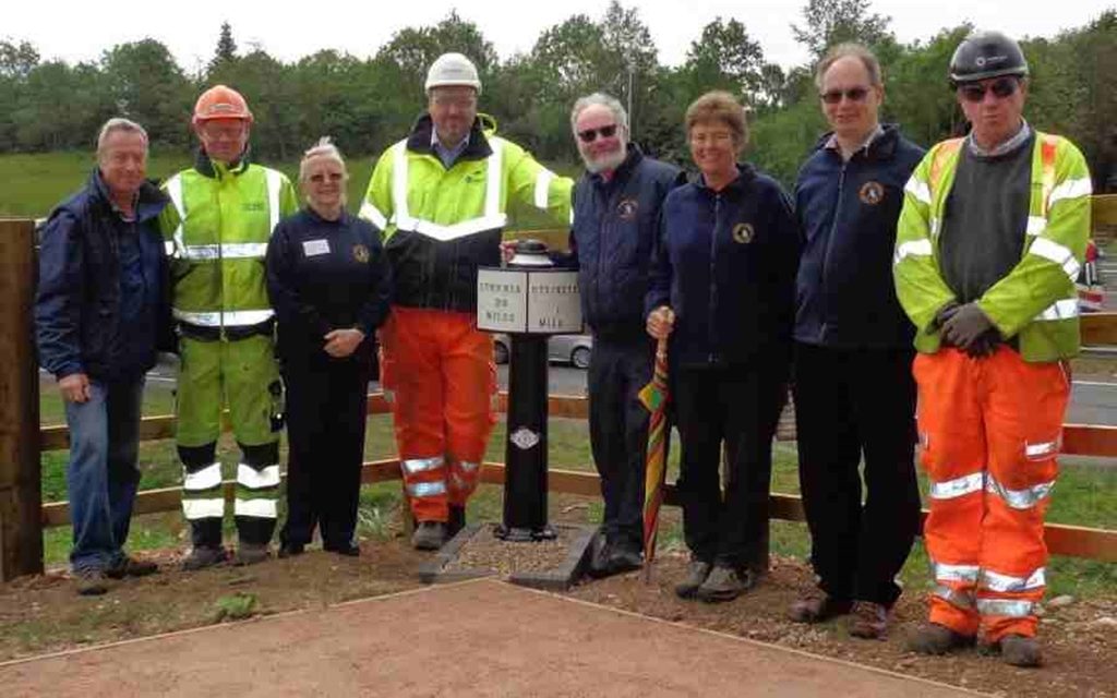 Tarmac installs milepost near Uttoxeter for ramblers using route of former Uttoxeter Canal